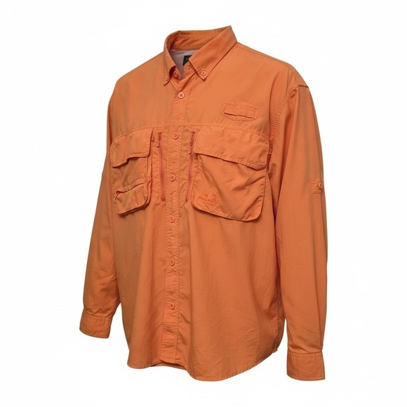 Cabela's Other - Cabelas Guidewear Mens XL Orange Long Sleeve Fishing Shirt Vented Nylon 901348